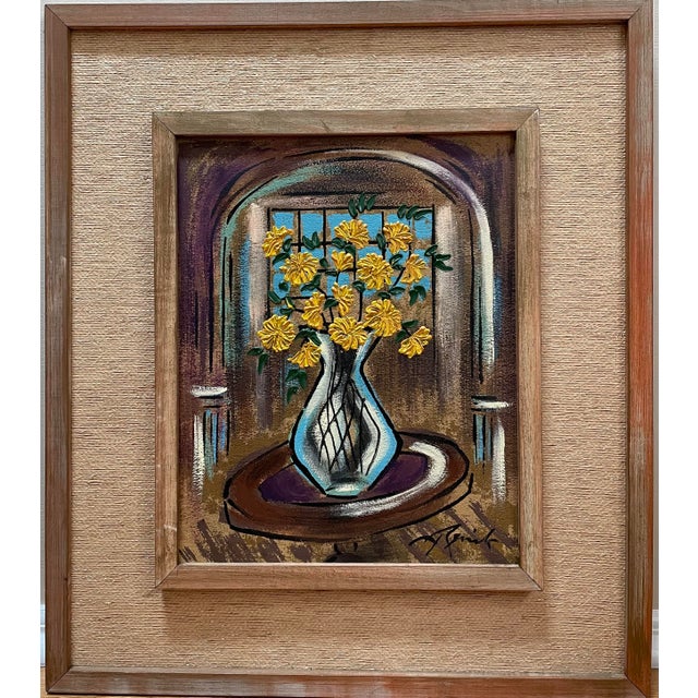Vintage Mid Century Modern Still Life Buffet Style Oil Painting For Sale - Image 13 of 13