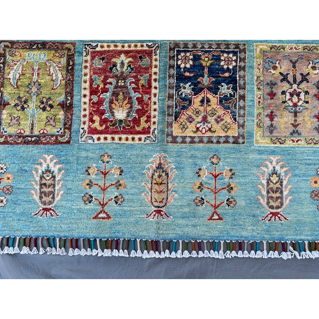 Blue Bakhtiari Garden Panel Hand-Knotted Wool Rug - 6'6" X 10'1" For Sale - Image 11 of 11