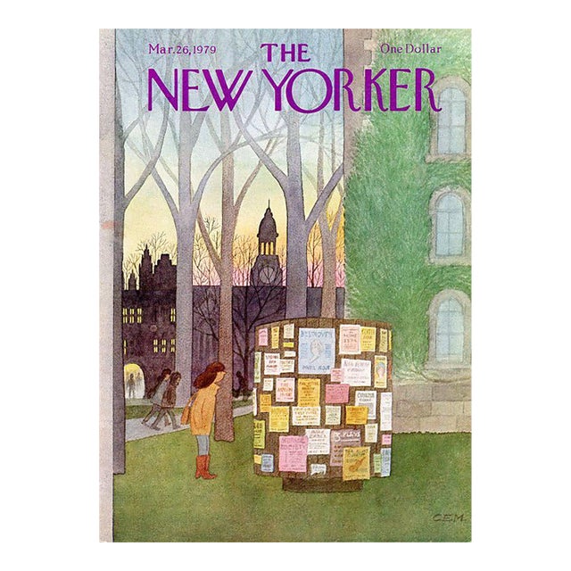 1979 Vintage New Yorker Magazine Cover by Charles Martin, March 26, College For Sale
