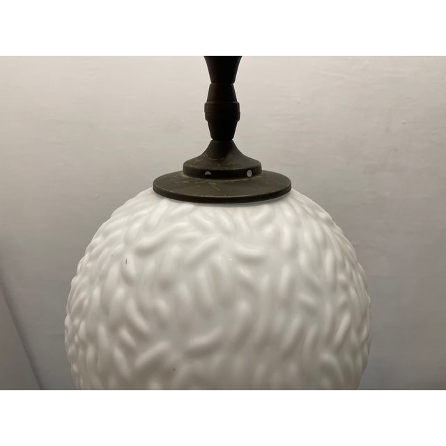 Opaline Glass Bronze Pendant Light, 1950s For Sale - Image 7 of 12
