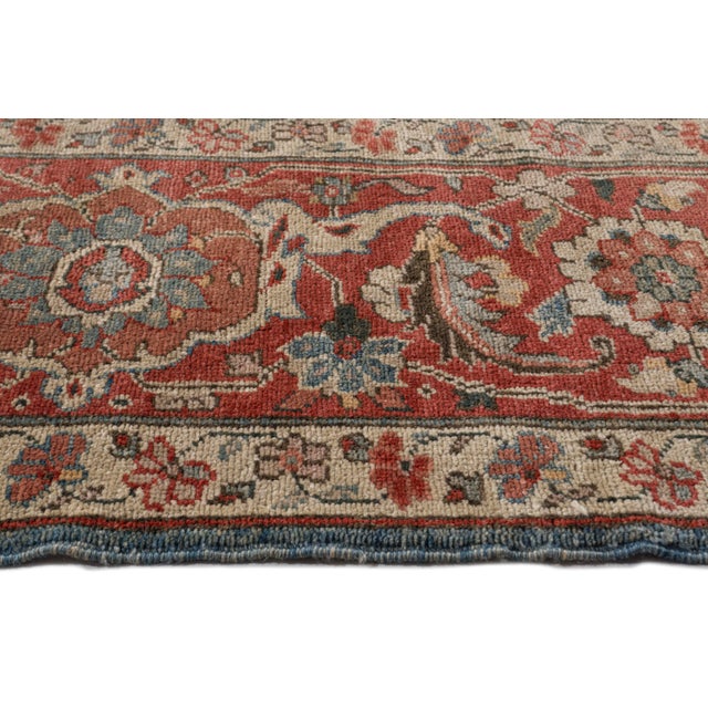 Vintage Circa 1960 Blue Lightly Distressed Sultanabad Hand Woven Rug 9ft 1in X 11ft 6in For Sale - Image 11 of 18
