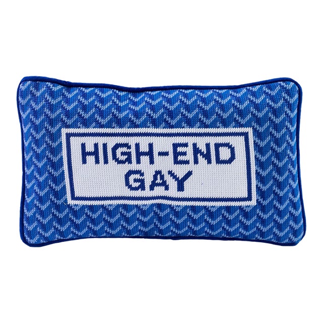 High End Gay Needlepoint Pillow For Sale