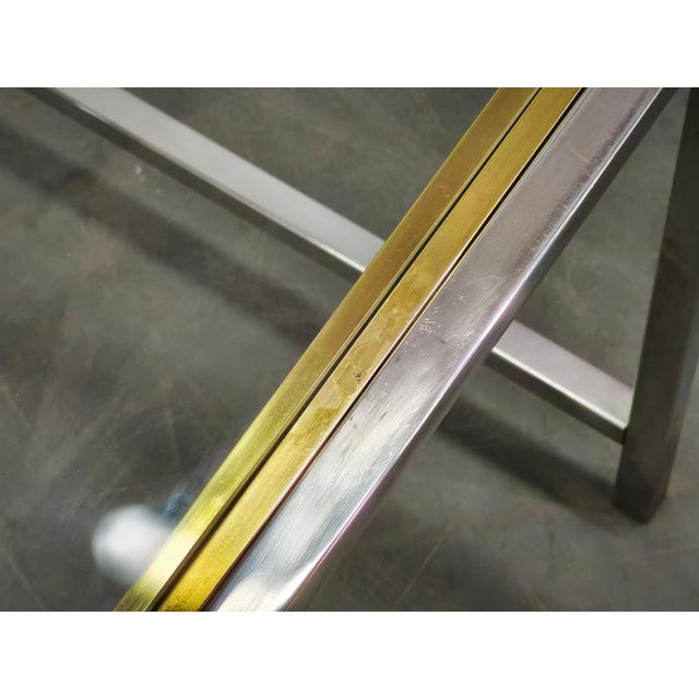 Italian Chrome, Brass and Glass Nesting Tables, 1970s, Set of 3 For Sale - Image 15 of 18