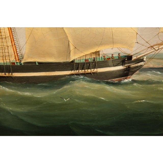 19th Century British Antique Sailing Ship Painting of “Ariel” at Sea by John Murday For Sale - Image 11 of 18