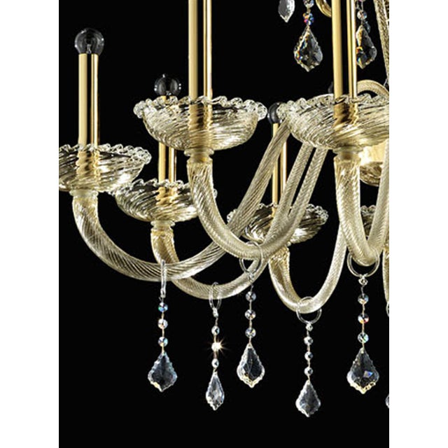 Imperial Gold "Curls" Murano Glass Venetian Chandelier For Sale - Image 4 of 8