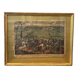 1717 Battle of Belgrade Hand-Colored Engraving Prince Eugene of Savoy For Sale