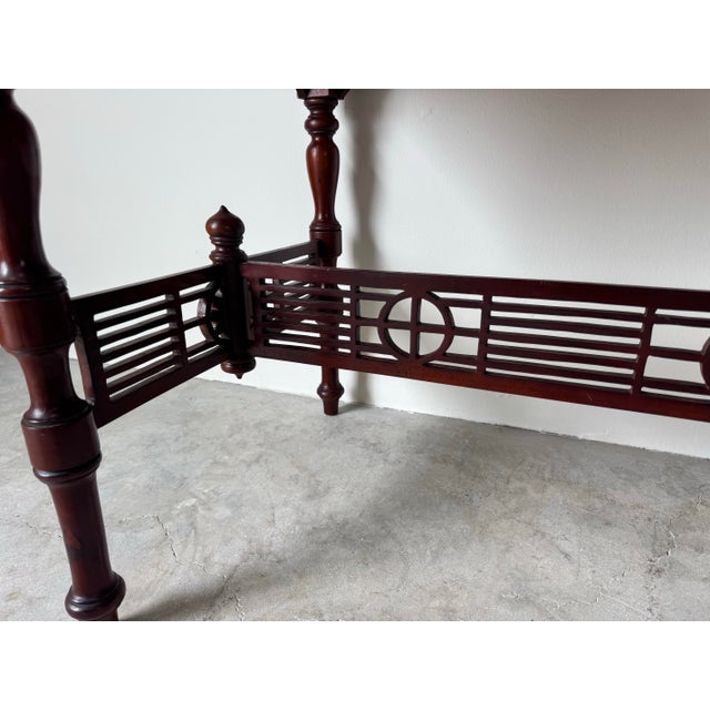 Brown Vintage Chinese Carved Solid Mahogany Console Table With Latticework Details For Sale - Image 8 of 12