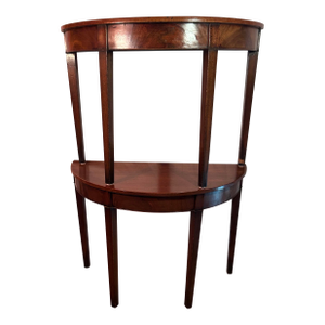 Pair of Federal-Style Demi-Lune Console Tables — Mahogany Veneer, Mid-20th Century
