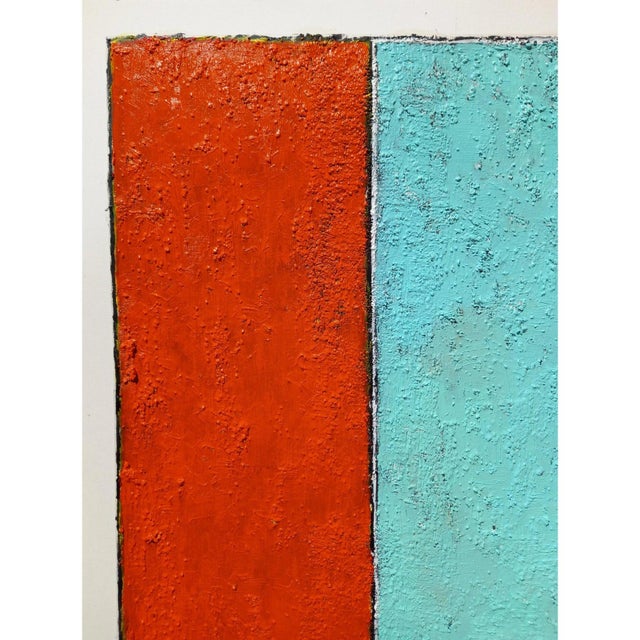 Fashion Inspired 'Blue and Orange' (2) Highly Textured Abstract Oil Painting For Sale - Image 4 of 11
