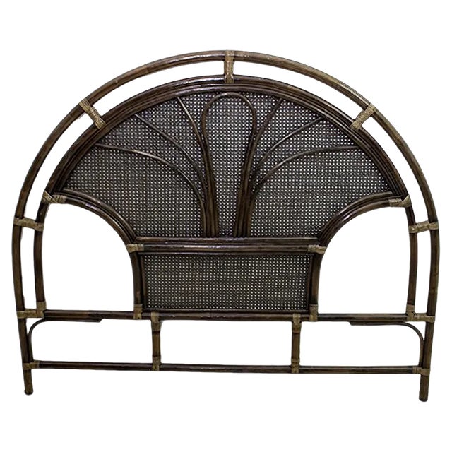Mid-Century Bamboo and Rattan Double Headboard, 1970s For Sale
