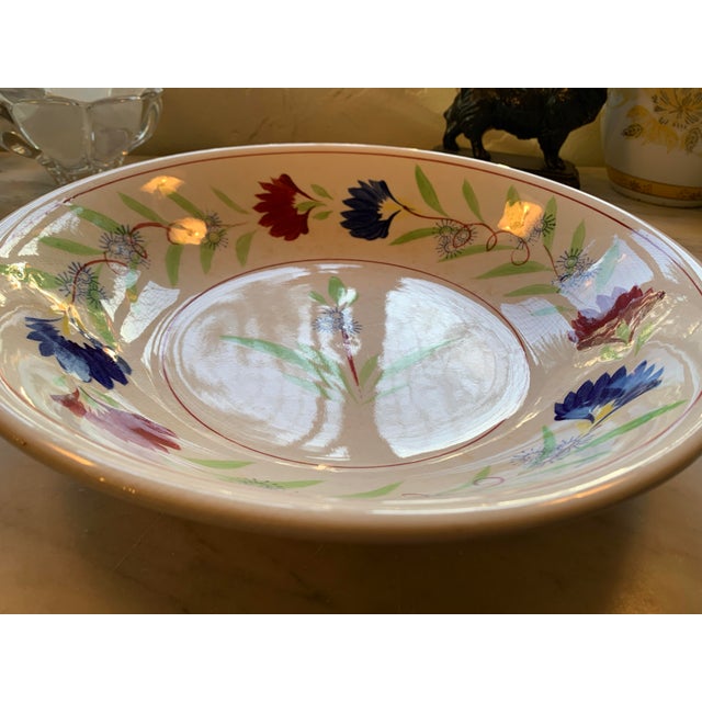 Vintage Large French Quimper Style Handpainted Ironstone Bowls Set of 3 For Sale In Palm Springs - Image 6 of 12