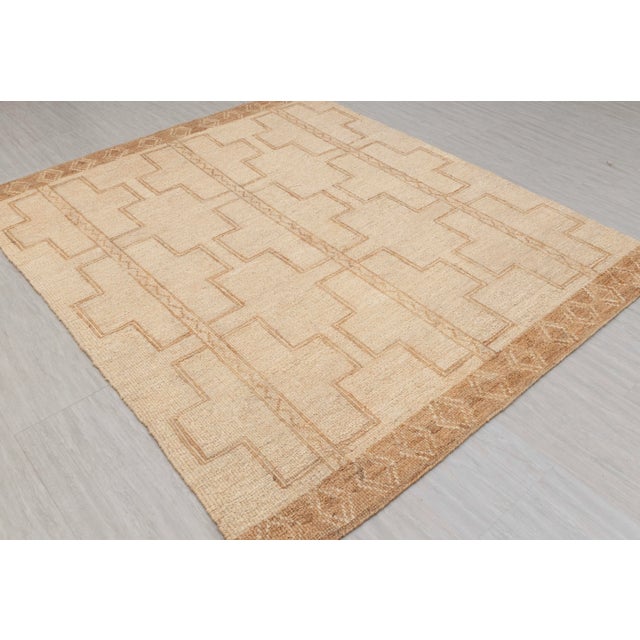 9x12Ft. Natural Cream Jute Taureg Inspired Soumek Jute Wool Hand Woven Rug For Sale - Image 11 of 12