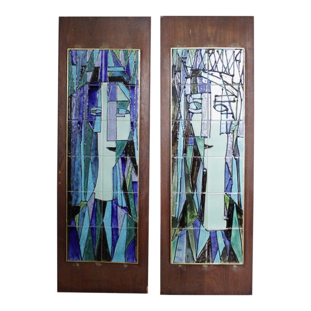 2 Harris Strong Ceramic Tiled Wall Panels Mid Century Wall Art Chairish