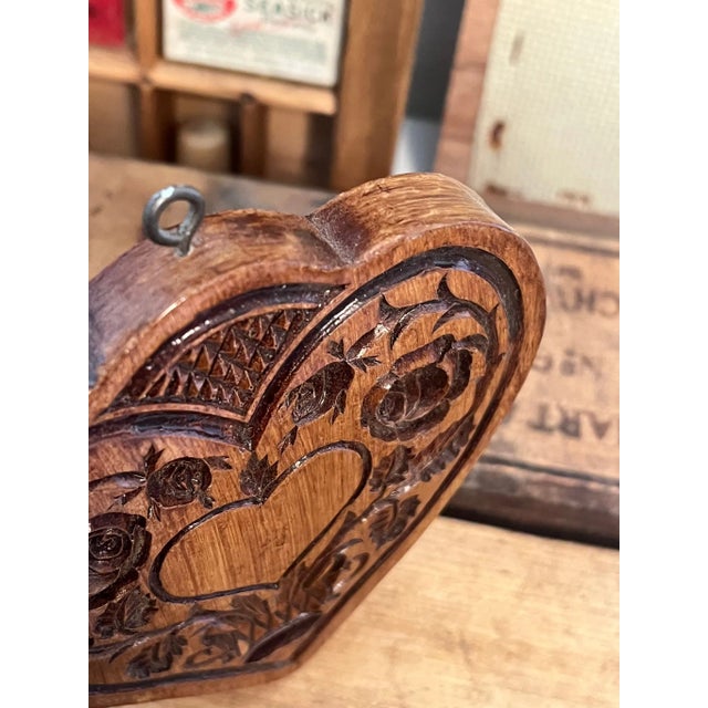 1970s 1970s Springerle Butter Cookie Heart Stamp Press Mold For Sale - Image 5 of 7