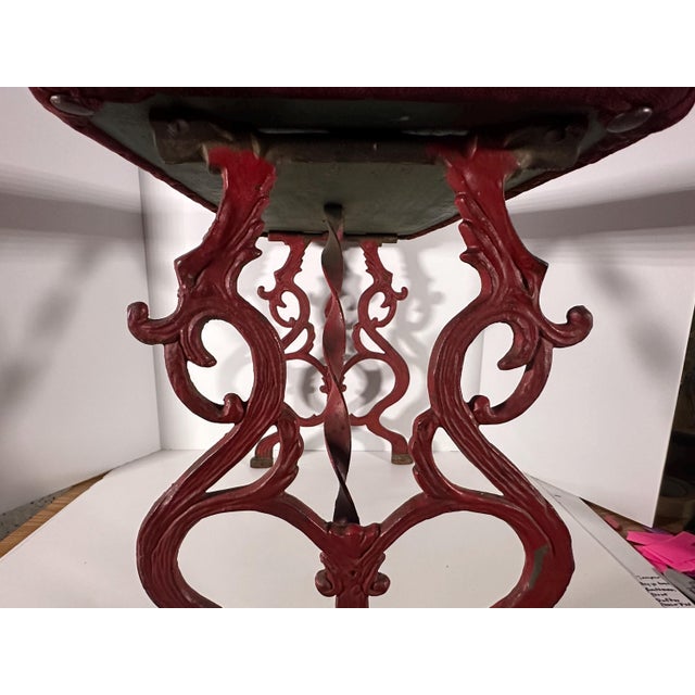 Red Antique Cast Iron Vanity Bench For Sale - Image 8 of 10