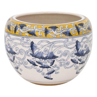 Italian Large Glazed Ceramic Jardiniere For Sale