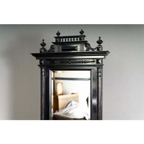 Black Gründerzeit Wall Mirror, Late 19th Century For Sale - Image 8 of 18