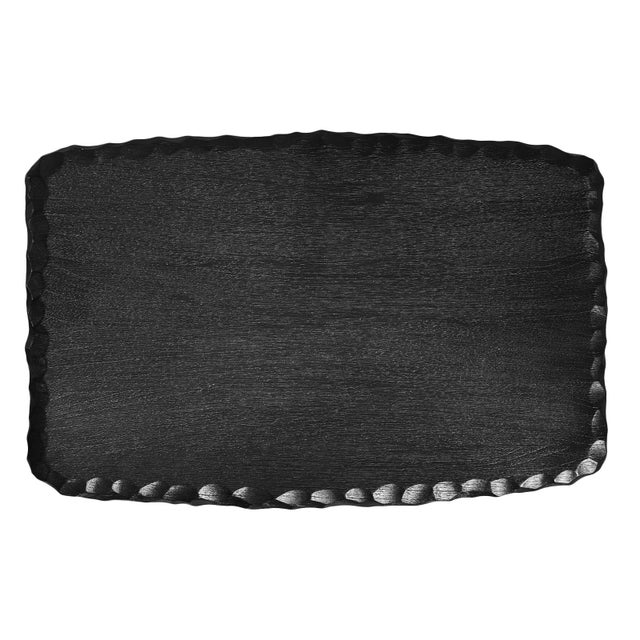 Wood Modern Tribal Black Chiseled Leg Wood Low Stool For Sale - Image 7 of 12