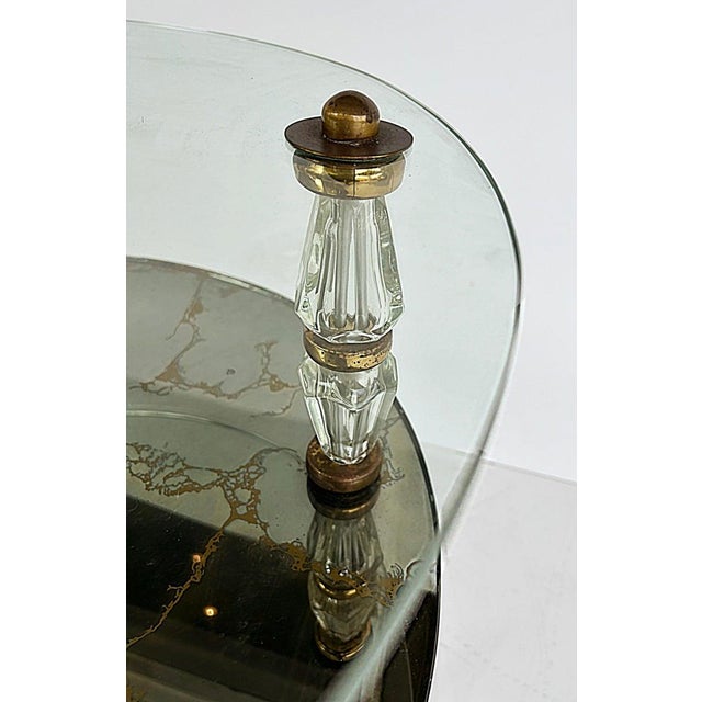 1950s Hollywood Regency Brass, Eglomise Mirrored Side Table 1950s, 2 Tiered For Sale - Image 5 of 7