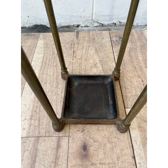 Metal Vintage English Brass Umbrella & Cane Stand With Urn Finials For Sale - Image 7 of 9