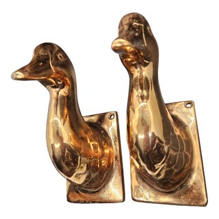 Vintage Copper Goose Head Wall Mount Large Kitchen Hook Towel Holders a Pair For Sale