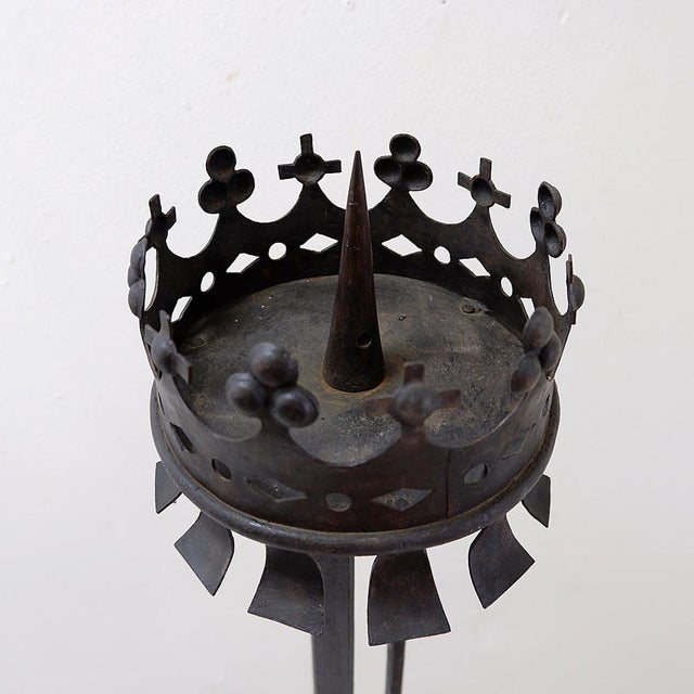 Antique - Decoration - 19th A very beautiful Italian, large floor standing wrought-iron candlestick with fine baroque...