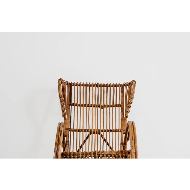 Vintage Rocking Chair in Bamboo and Woven Wicker, 1960s For Sale - Image 4 of 10
