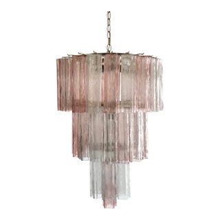 1960s Venini Pink and Clear Chandelier For Sale