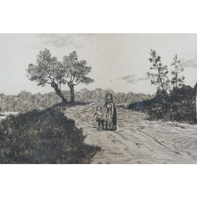 Late 19th Century Antique George William Bohde Old England Home Landscape Etching 35" For Sale - Image 5 of 12