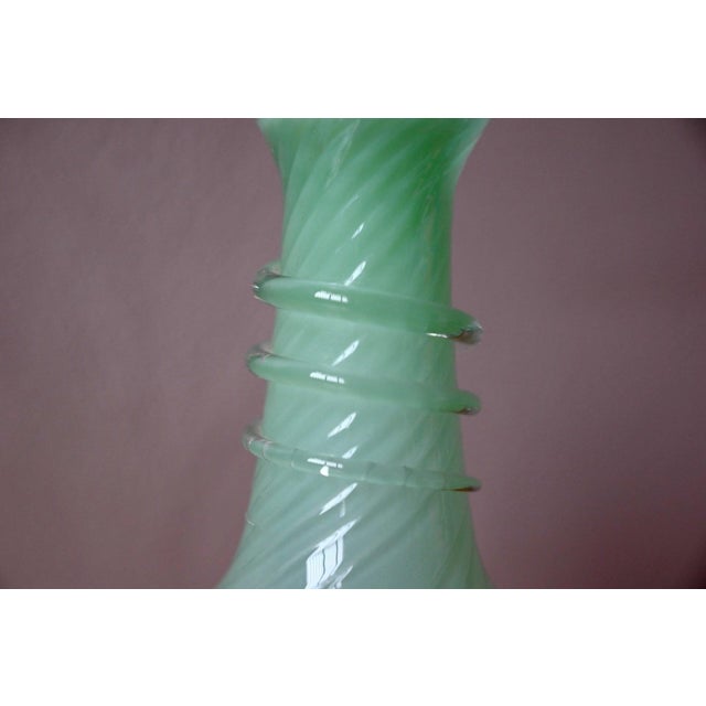 Vintage Celadon Opaline Blown Glass Ewer, 1950s For Sale - Image 4 of 10