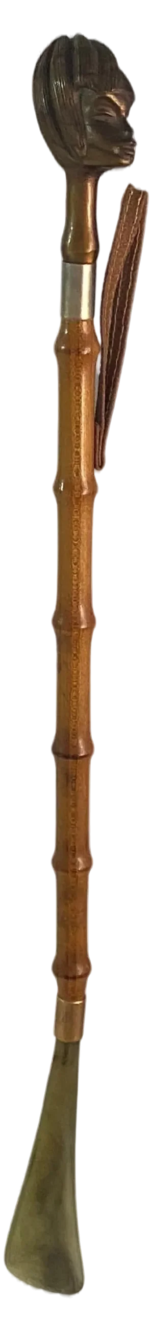 Metal and Brass Ornaments Faux Bamboo Shoe Horn, France, 1970s