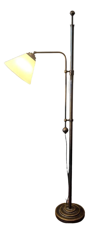 Swedish Grace Art Deco Floor Lamp in Bronze from Cebe, 1930s