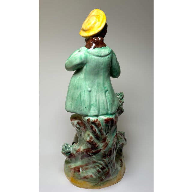 Pair of 1890’s Old Staffordshire Ware England Porcelain Figurines Boy Holding His Dog and Girl Holding Her Cat For Sale - Image 9 of 11