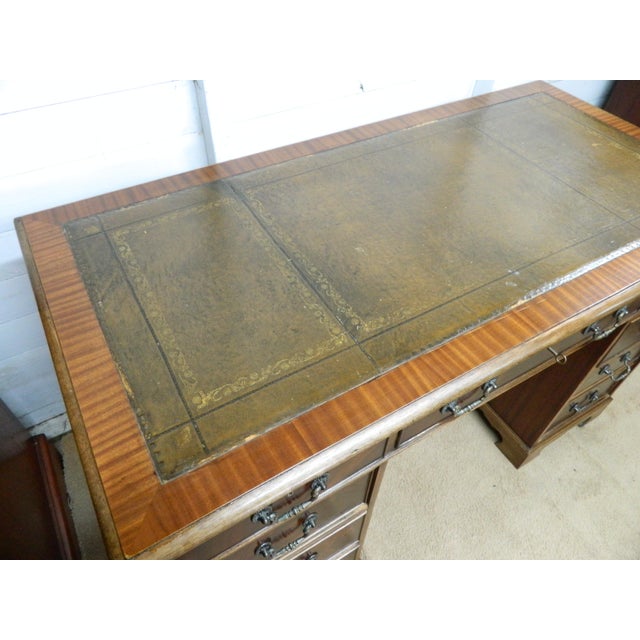 Vintage Mahogany Veneer Pedestal Desk, 1950s For Sale - Image 14 of 18