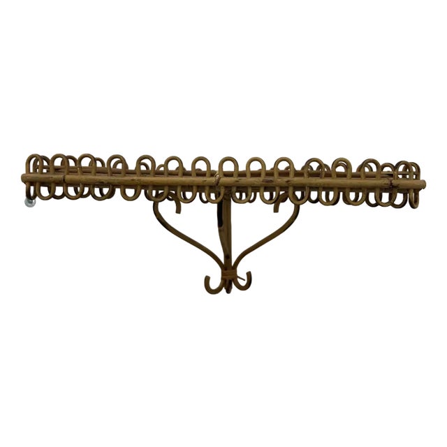 Mid-Century Wicker and Bamboo Shelf attributed to Franco Albini, Italy, 1960s For Sale