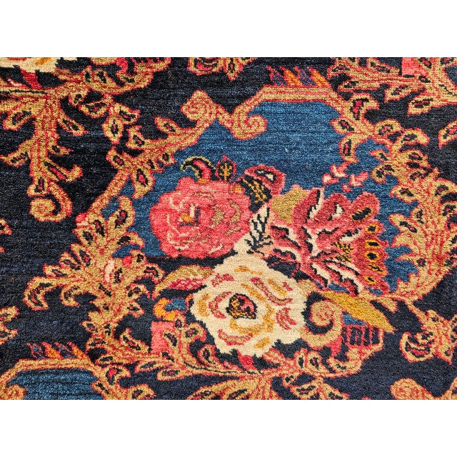 Vintage Persian Tabriz Area Rug, Hand-Knotted Wool, Allover Floral Gol Farang Pattern, Navy & Red, 7x11 For Sale - Image 12 of 14