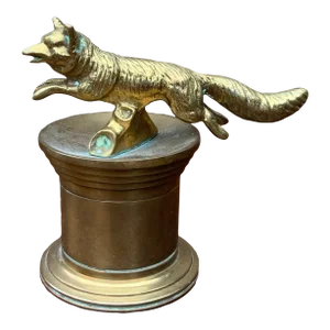Antique Bronze Fox Stamp Roll Holder, Early 20th Century
