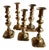 Antique 19th Century English Brass Assembled Candlesticks - Set of 5 For Sale