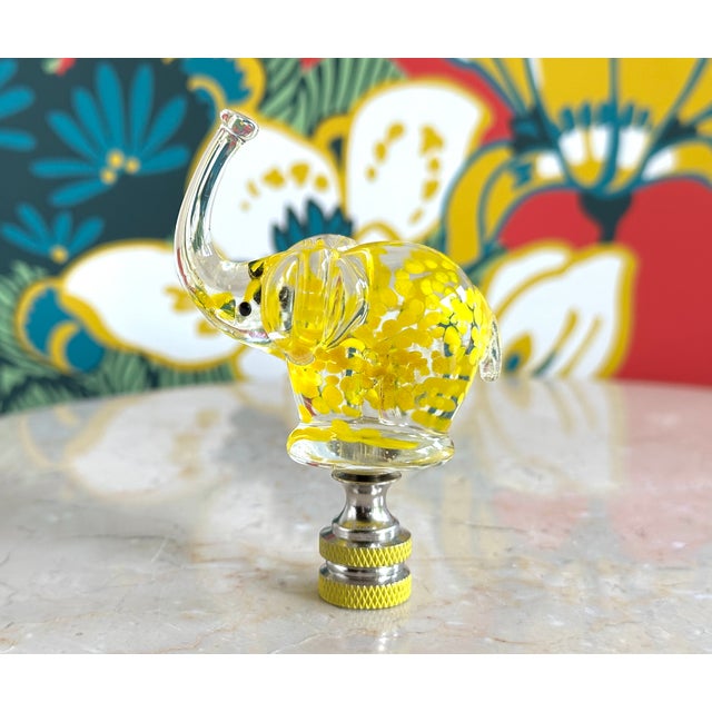 Metal Glass Elephant Lamp Finial in Yellow For Sale - Image 7 of 8
