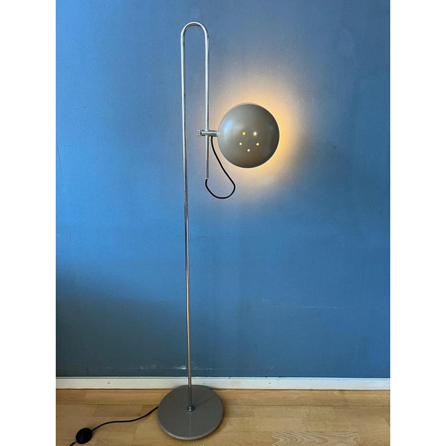 Very rare flexible taupe-like floor lamp. The shade can move up and down the pole. Also the shade itself can be adjusted....