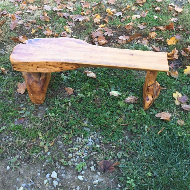1980s Vintage Handcrafted Wood Bench For Sale - Image 9 of 10