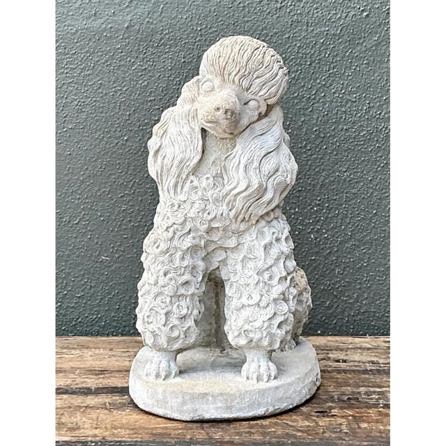 Late 20th Century Vintage Cement Poodle Dog Statue For Sale - Image 5 of 12