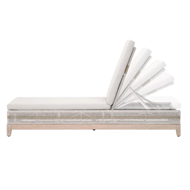 Taupe Tapestry Teak & Rope Outdoor Chaise Lounge For Sale - Image 8 of 13