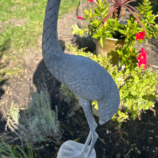 Vintage Garden Statue of a Heron With Detailed Feather Etching, Realistic Depiction For Sale - Image 10 of 12