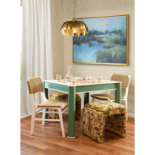 White Matthew Izzo Home Monroe White Wood Woven Back and Rush Seat Dining Chair For Sale - Image 8 of 8