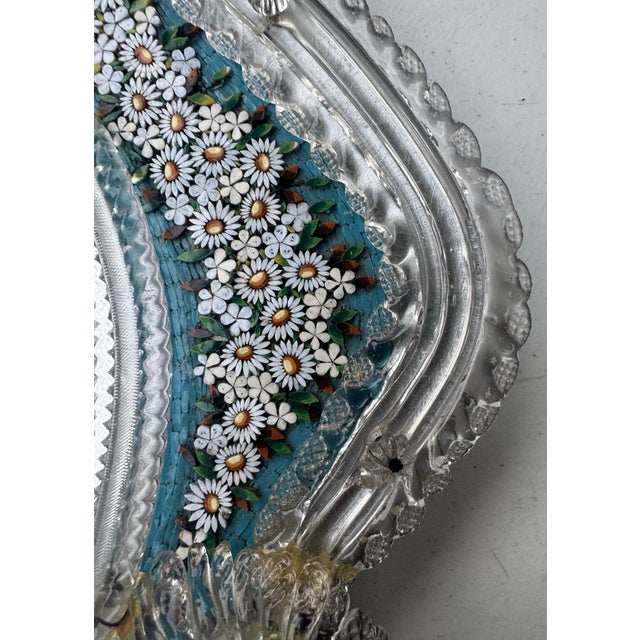 Glass Antique Pauly & C Venezia Venetian Glass Micromosaic Floral Vanity Mirror For Sale - Image 7 of 12