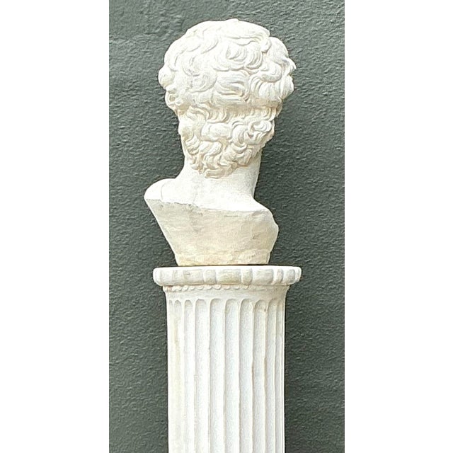 Vintage Cast Concrete Bust of Davin on Pedestal For Sale - Image 9 of 12