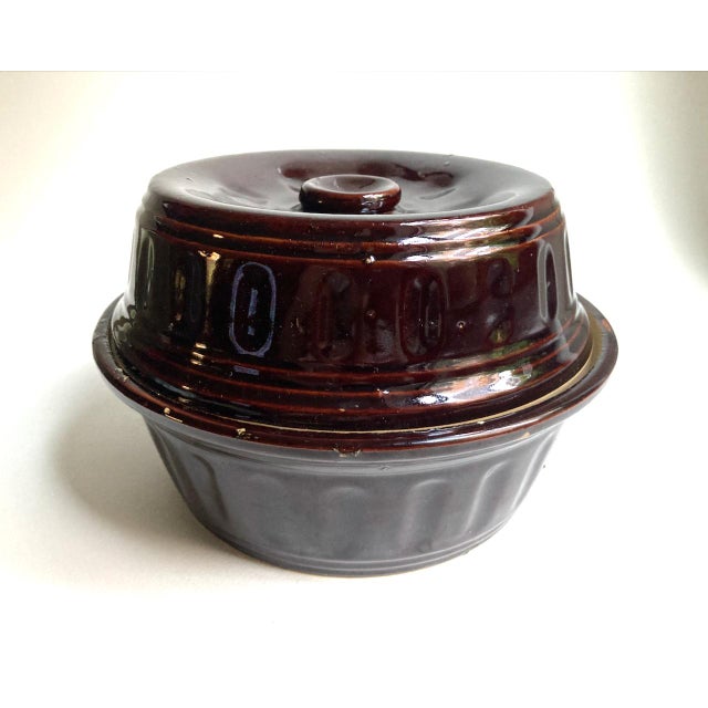 1940s McCoy Pottery Deep Brown Glazed Stoneware Dutch Oven For Sale - Image 4 of 14