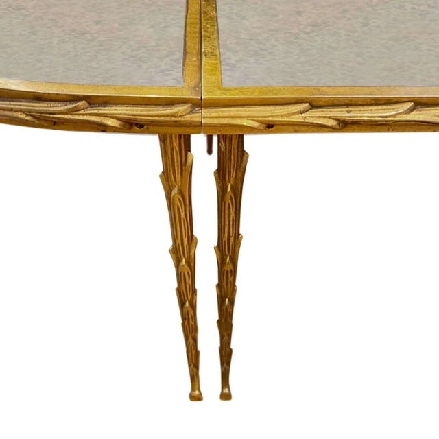 Mid-Century Baguès Tripartite Coffee Table in Bronze Doré With Palmier Design For Sale In New Orleans - Image 6 of 8