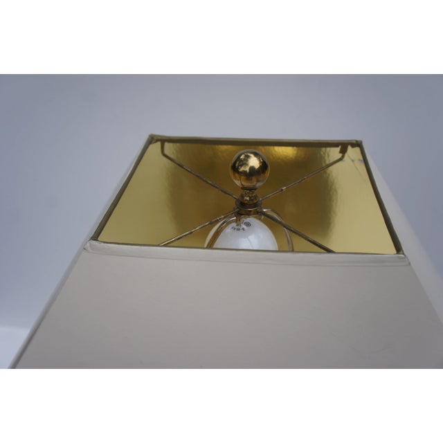 Brass 1980s Chapman Ceramic and Brass Hollywood Regency Chinoiserie Pagoda Table Lamp For Sale - Image 8 of 13